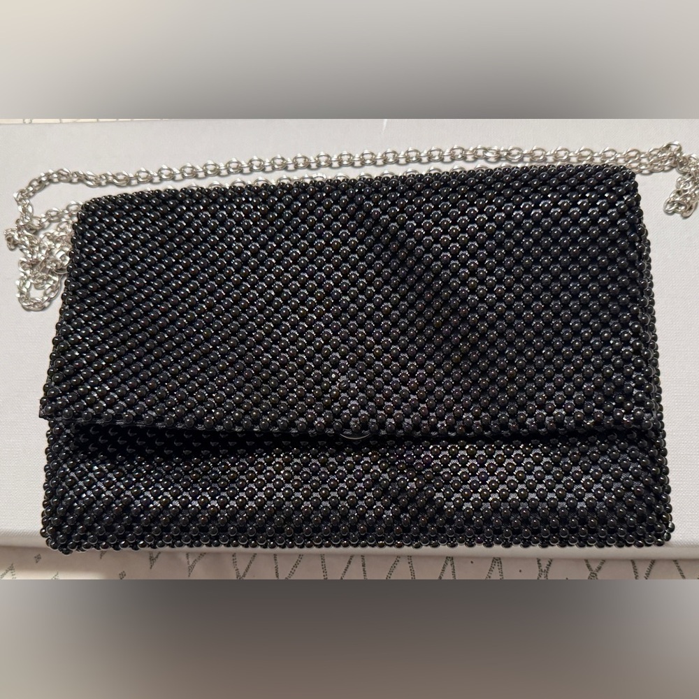 INC International Concepts Black Satin Clutch